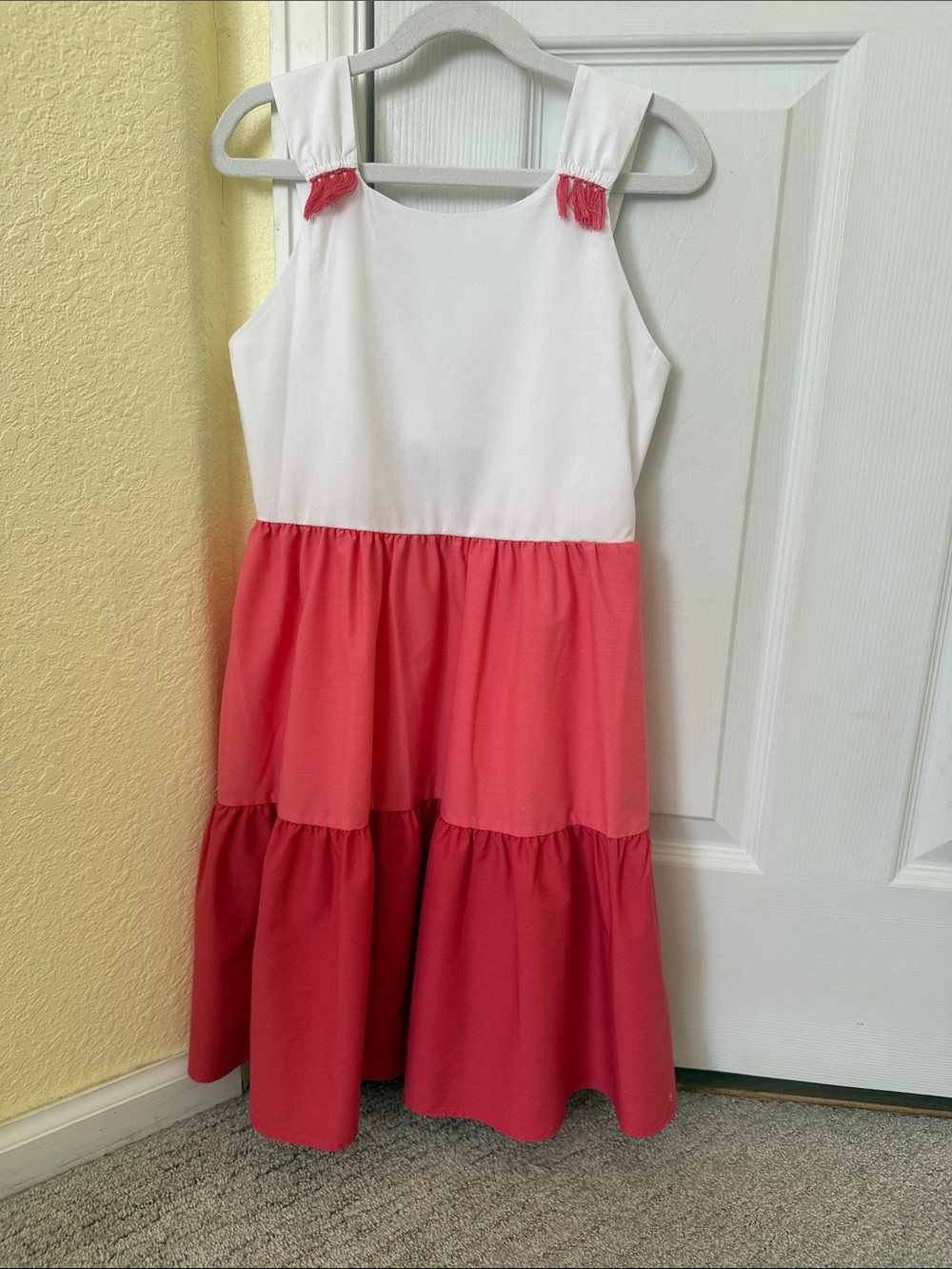 Girls Two-Tone Pink Tiered Dress